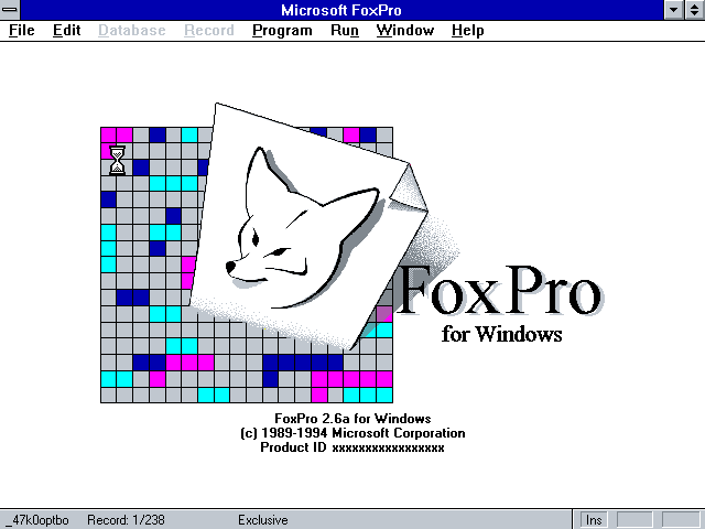Foxpro 2.6a for Windows - Splash